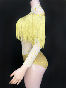 Novance Y2880 nouvelle tendance jaune gland strass body Performance porter Spandex <span class=keywords><strong>barman</strong></span> <span class=keywords><strong>tenue</strong></span> Sexy Performance porter - Product Image 2