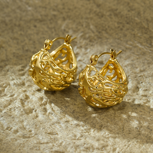 Pendientes de Acero Inoxidable con Forma de Nido de Pájaro Calado en U, Estilo Retro Francés, de Titanio - Product Image 5