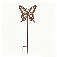 Piquet de jardin papillon en fer forgé artisanal de qualité supérieure pour cour, ornement de jardin extérieur vintage