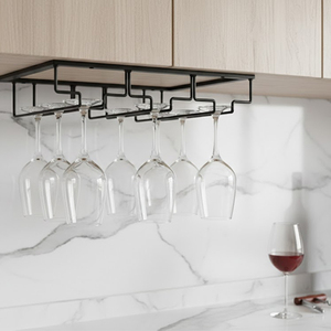 Support de rangement en métal noir pour <span class=keywords><strong>verres</strong></span> à vin suspendus sous l'armoire, pour <span class=keywords><strong>verres</strong></span> à <span class=keywords><strong>pied</strong></span> haut, idéal pour cuisine et bar, vente en gros - Product Image 2