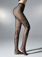 Nouveauté populaire : Collants jacquard en résille pour adulte, doux, pour la danse latine, différents motifs, bas résille noirs pour femme