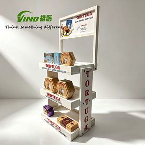 Portable & Easy-Assemble Floor-Standing Multi-Tier <b>Display</b> Shelf for Promotional Food Products - Exhibition wooden food stall - Product Image 2