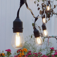 Guirlande lumineuse LED extérieure de 55 pieds avec 16 ampoules résistantes aux intempéries S14 et douilles suspendues pour décorations de patio, mariages et fêtes de Noël