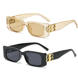 28071 Luxury Brand Designer Fashion Small Square Frame Sunglasses Retro Champagne Sunglasses Ladies Personality B Letter Glasses