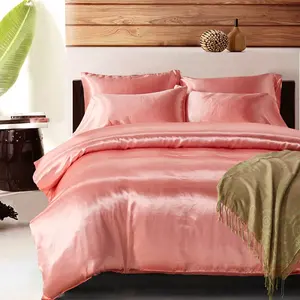 Produttori di copripiumini di colore solido di lusso europeo federe di seta di lusso Set di biancheria da letto personalizzato