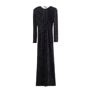 Neues Herbst e inverno Franzosisches Neujahrs Kleid Sexy Rucken Freies Kleid Mit Schulter Polstern Und - Product Image 1