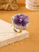 Bague ajustable pour femme, bijoux fantaisie, nouvelle collection, aquamarine, fluorite arc-en-ciel, pierre brute, pour femmes et filles, usage quotidien