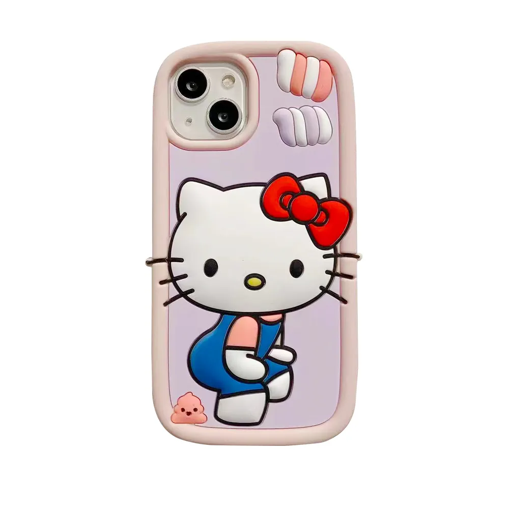 Casing ponsel desain baru lucu hello kitty 3d kartun untuk iphone 14 pro max casing penutup telepon penuh kartun untuk Iphone 13