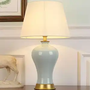 Модные Керамические прикроватные настольные лампы Современные для спальни