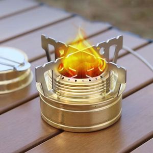 Réchaud à alcool portable en acier inoxydable avec mini-brûleur extérieur durable et support croisé pour le camping et la cuisine en plein air - Product Image 1