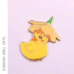 Very cute little yellow duck metal badge customization