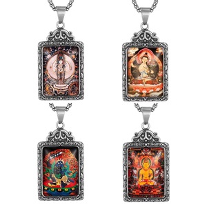 <b>Titanium</b> Steel Thangka Pendant With Zodiac Guardian Deity For Men Everyday Wear 216035 - Product Image 1