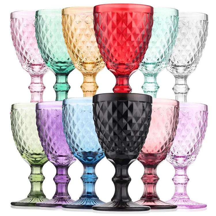 Groothandel Hete Verkoop Vintage Cocktail Roze Wijnglazen Multi-Colored Glaswerk Huwelijksfeest Groen Blauw Paars Bekers