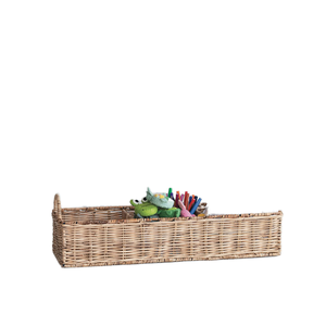 Wood Square <b>Baskets</b> Eco-Friendly XL Size Handles Multi-Purpose Neatening/Storage Natural <b>Wicker</b> Rattan Colored <b>Laundry</b> Wheels - Product Image 1