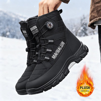 Chaussures en coton à tige haute, bottes d'hiver chaudes doublées de polaire, baskets de sport décontractées, bottes à semelle antidérapante pour homme