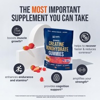 Poudre de créatine pour le développement musculaire en marque blanche, 5g de créatine par portion - Énergie garantie - Nutrition sportive à base de créatine monohydrate, 2 gommes par portion