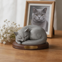 Urne funéraire pour animaux de compagnie en résine, entièrement personnalisée, écologique, durable, en forme de chat britannique à poils courts bleu, faite à la main, pour cendres commémoratives