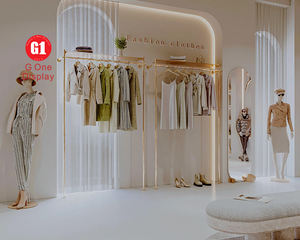 Customized Clothing Shop <b>Shelf</b> Clothing Store Display <b>Wall</b> Stand Women Clothing Display Cabinet - Product Image 2