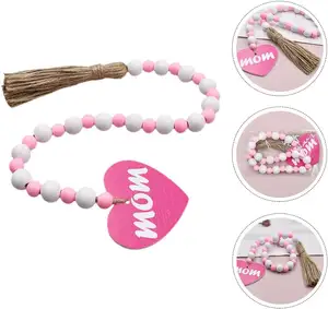 Creative Colorful Wood Beads With Hemp Rope Tassel Mother's Day DIY Home Holiday Decoration Painted Technique