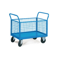 Chariot de manutention logistique pliable en métal robuste multi-usage avec garde-corps et grille, idéal pour les outils de supermarché (OEM)