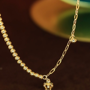 อาซูโอ 18K ทองคำแท้สีเหลือง ไม่มีประดับเพชร สร้อยข้อมือรูปนางฟ้า ทรงกลม ทรงหัวใจเรียบง่าย ของขวัญน่ารักสำหรับวันเกิดเด็กผู้หญิง - Product Image 2