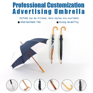 Paraguas de Golf de Madera con Mango en J de 46 Pulgadas, Color Negro, Regalo Empresarial, Apertura Automática, Paraguas Tipo Bastón para Lluvia - Product Image 4