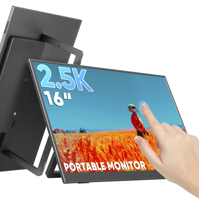 16 Inch IPS 2.5K HDR Touch LCD Portable Monitor WQXGA with Foldable Stand OEM Education Sector