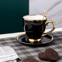 Ensemble tasse et soucoupe en céramique de style turc, ensemble de café et de thé en porcelaine avec décor doré pour le thé ou les fêtes