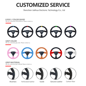 Volant de course perforé en cuir 320 mm, 3 branches, cadre en aluminium noir, universel 6 boulons pour voitures de performance et simulateurs de course - Product Image 5