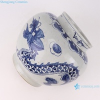 RZFB46-A Jingdezhen TRADISIONAL seri biru dan putih pola naga dekorasi rumah pot keramik