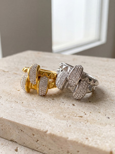 Anillos de Cóctel Geométricos para Mujer, Chapados en Oro de 18K, con Circonita Cúbica, Estilo Glamuroso, Joyería para Uso Diario y Fiestas - Product Image 2