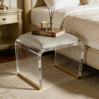 Chaise de salon moderne en acrylique transparent en forme de U, mobilier contemporain de haute qualité, table d'appoint/tabouret durable et écologique