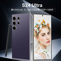 Smartphone S24 Ultra de 7.3 Pulgadas, Serie MTK 62XX, Octa Core, 12GB, 512GB, 8000mAh, Cámara de 108MP, 5G HD, CDMA Francés, Android