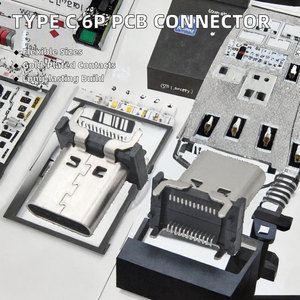 Módulo USB Tipo C YILI SDKF, Conector Hembra Vertical de 6 Pines, PCB Gris Cobre, Accesorios, Varias Opciones de Longitud - Product Image 2