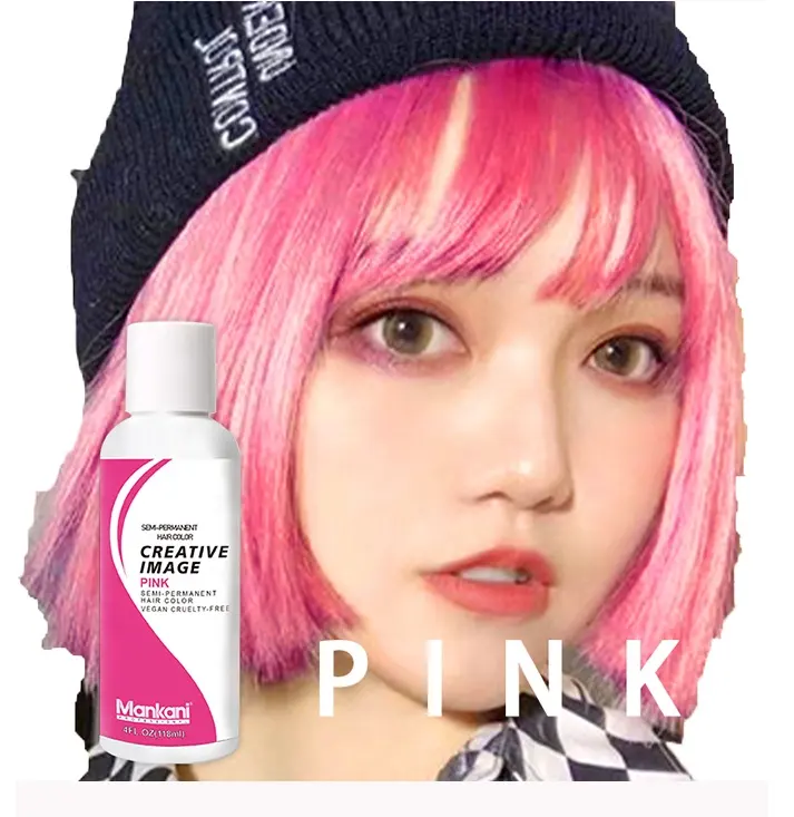 private label professional fashion pink gray accid shining semi permanent dye liquid hair color for wigs