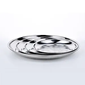 Wholesale metal serving trays stainless steel circular dishes