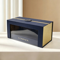 Boîte d'emballage de parfum de luxe personnalisée avec fenêtre en PVC, boîte rigide en papier unique à ouverture pliante avec estampage doré pour coffrets