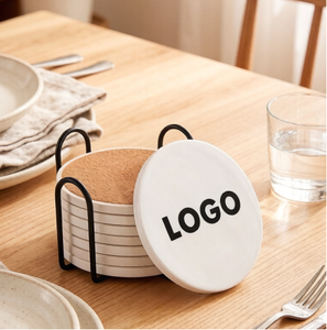 Custom Logo Classic Ceramic <b>Coasters</b> Water Sublimation Tea/Coffee <b>Drink</b> <b>Coaster</b> Set with Cork Bottom - Product Image 1