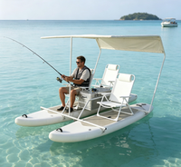 Catamaran gonflable avec auvent solaire, chaise pliante, bateau à double ponton gonflable pour la plage, les stations balnéaires, les lacs, les loisirs, les excursions, la location
