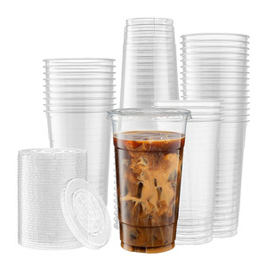 Vasos de Plástico Desechables de Pared Simple de 500 ml, 16 y 24 oz, con Impresión Personalizada de Fábrica China, para Té de Burbujas, con 3 Compartimentos - Product Image 1