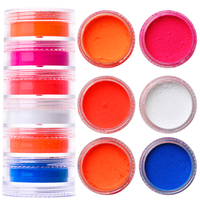 6 couleurs/lot Poudre à ongles ultra fine aux pigments néon, paillettes fluorescentes, poussière chromée, paillettes pour manucure DIY, maquillage, fard à paupières