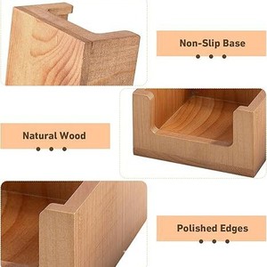 Wooden Memo Box Desktop Storage Organizer Natural <b>Wood</b> Polished Edges Non Slip Base Office <b>Desk</b> Stationery Holder - Product Image 1