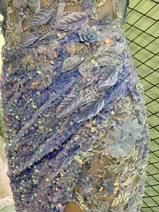 Vestidos de Fiesta de los 80 con Abertura Alta, Corsé Brillante Azul Cielo, Hombros Descubiertos, Plisado, Transparente, Lentejuelas, Terciopelo Bordado - Product Image 6