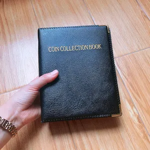 PU leather vintage 240 480 pockets capsulated refill euro coin collecting album book