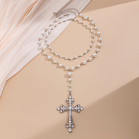 Chaîne de perles de perles en couches séparables avec grands colliers pendentif croix pour femmes à la mode dame accessoires de mariage bijoux de mode