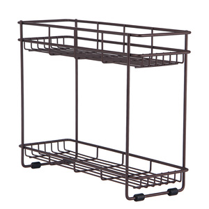 Modern <b>Corner</b> Bathroom Kitchen Desktop Storage Racks Zinc Alloy Double-Layer Free Installation Bedroom Sundries - Product Image 1