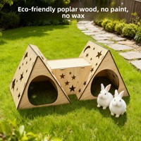 Maisonnette en bois pour lapin, abri cachette pour lapin femelle adulte de taille moyenne, château pour lapin