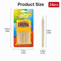 Vente en gros usine – 24 bougies d'anniversaire métalliques or et argent avec supports, bougies fines de luxe pour gâteaux, mariages et fêtes