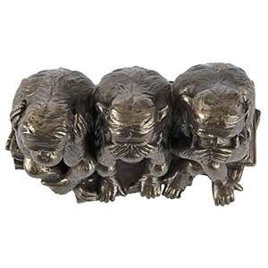 Entendre, ne pas <span class=keywords><strong>parler</strong></span>, pas de mal, Statue 3 singes, trois vraies de l'homme, Figurine en polyrésine, finition Bronze - Product Image 2