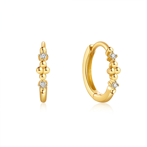Aretes de Aro Pequeños Minimalistas CANNER Dainty S925 de Plata de Ley con Incrustaciones de Circonita, Nuevos Aretes de Aro Modernos para Mujer - Product Image 1